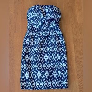 NWT Banana Republic dress size 0 blue and white strapless with built in bra
